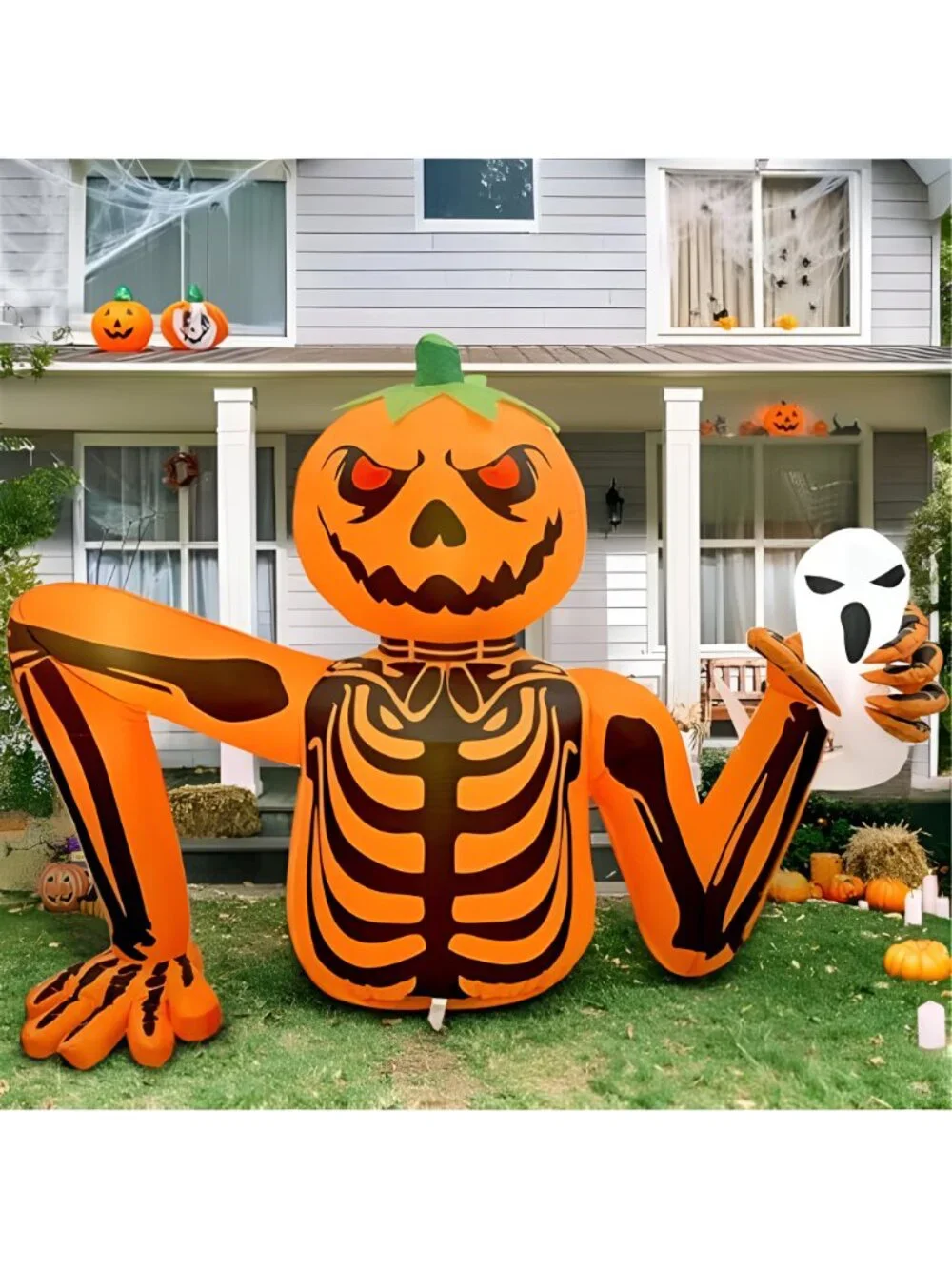 Halloween Inflatable Pumpkin Skeleton, 5FT Outdoor Halloween Decorations
